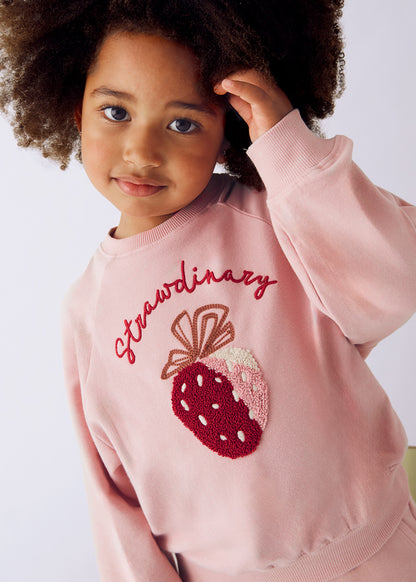 Girls Pink Strawberry Tracksuit