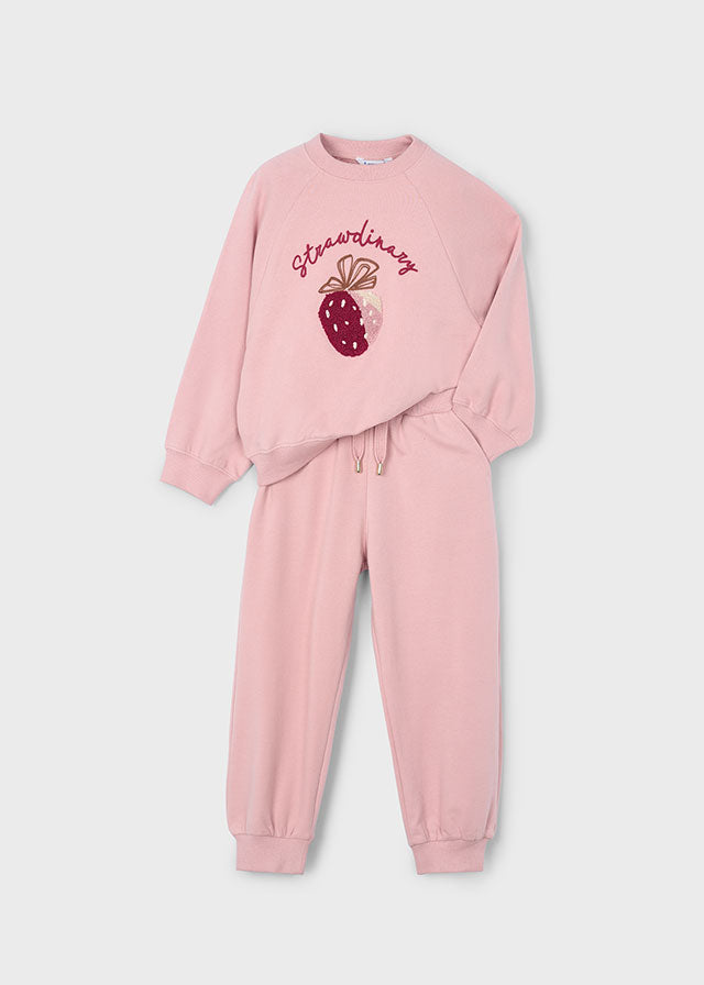 Girls Pink Strawberry Tracksuit