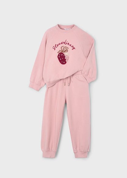 Girls Pink Strawberry Tracksuit