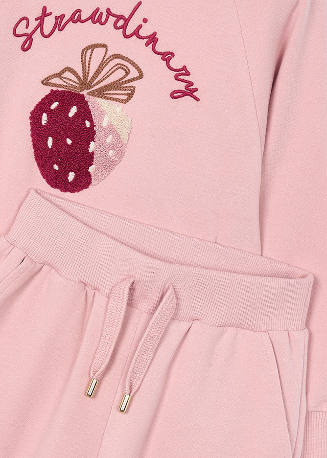Girls Pink Strawberry Tracksuit