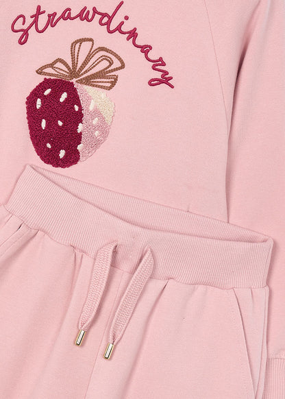 Girls Pink Strawberry Tracksuit