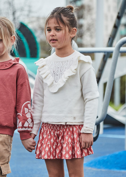 Girls Red Patterned Skirt