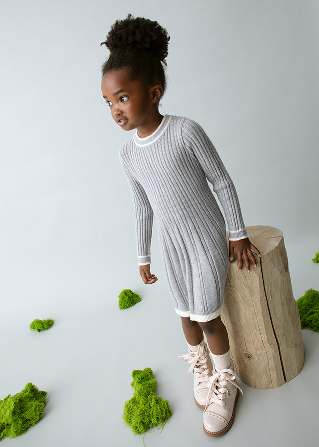 Girls Silver Knit Dress