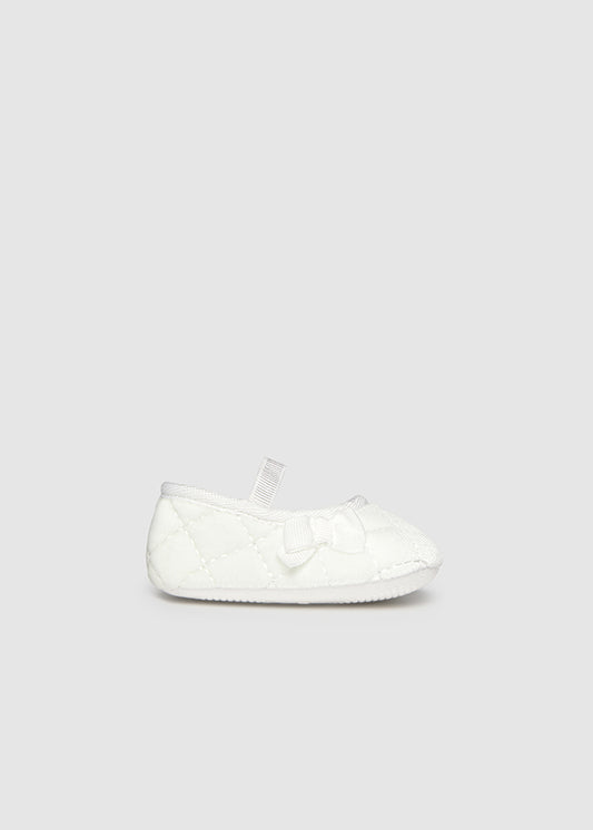 Newborn Girl Velvet White Shoes