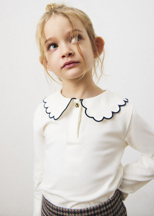 Girls White Collard Blouse