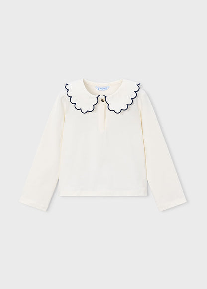 Girls White Collard Blouse