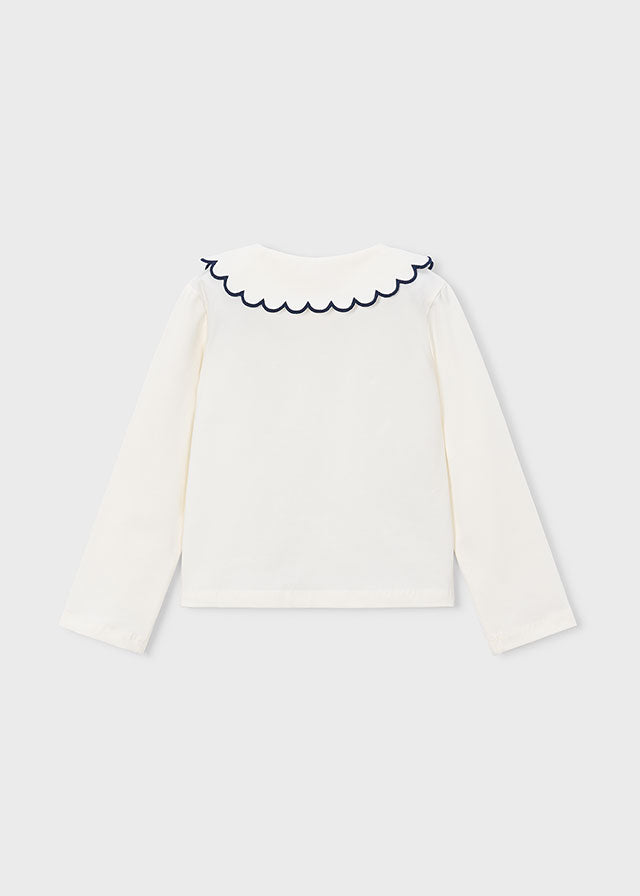 Girls White Collard Blouse