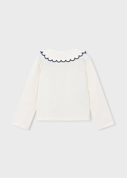 Girls White Collard Blouse
