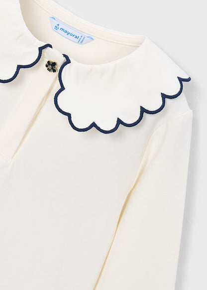 Girls White Collard Blouse