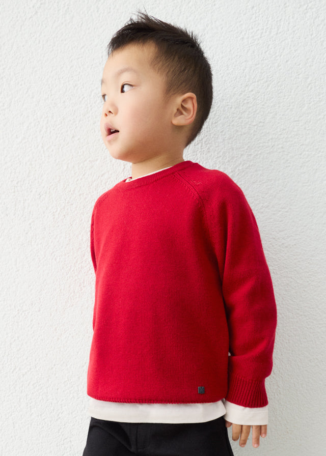 Boys Red Crew Neck Jumper
