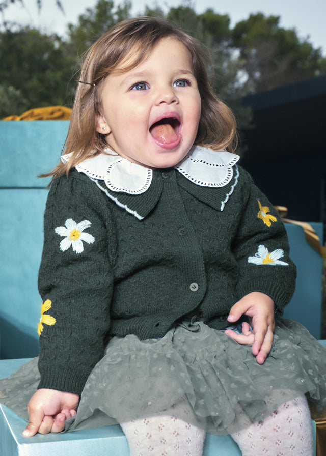 Infant Girl Floral Embroidered Cardigan