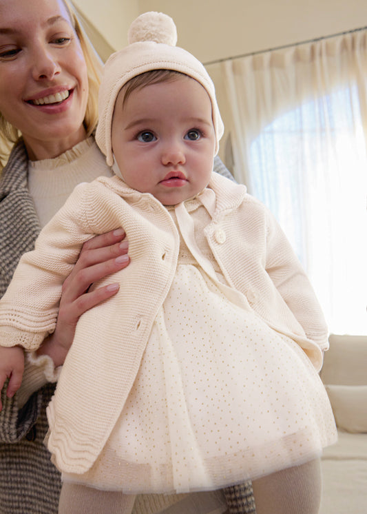 Infant Girl Knit Coat w/ Hood
