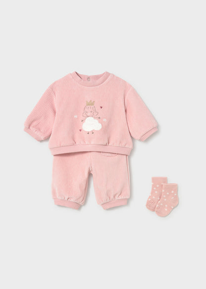 Infant Girl 3Pc Velvet Tracksuit