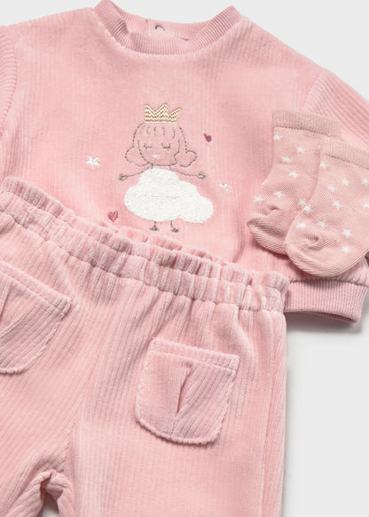 Infant Girl 3Pc Velvet Tracksuit