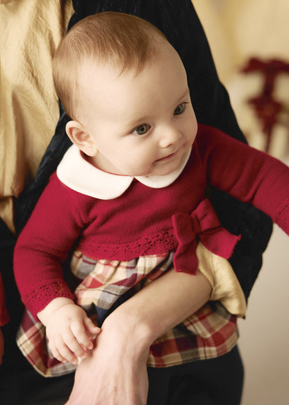 Newborn Girl Plaid Knitted Dress