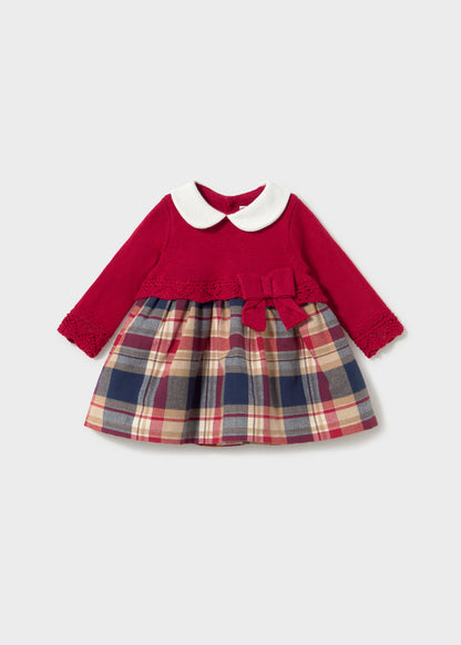 Newborn Girl Plaid Knitted Dress