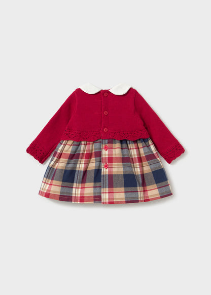 Newborn Girl Plaid Knitted Dress