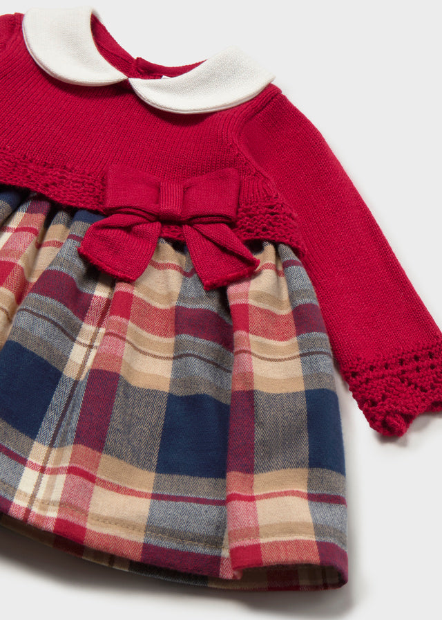 Newborn Girl Plaid Knitted Dress