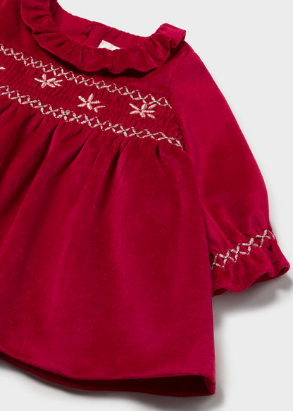 NB Girl Cherry Red Collard Dress