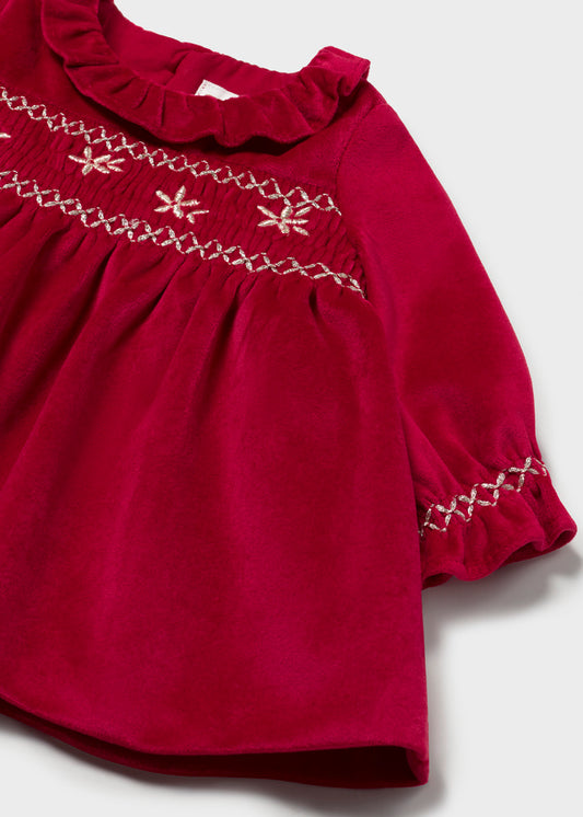 NB Girl Cherry Red Collard Dress