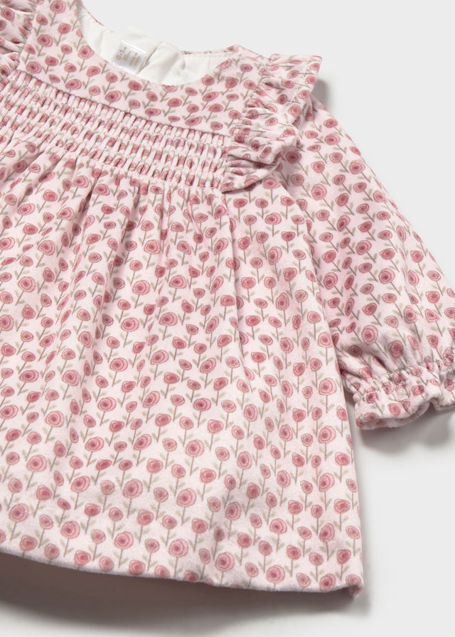NB Girl Velvet Printed Dress