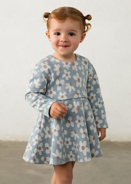 Infant Girl Knit Blue Flower Dress