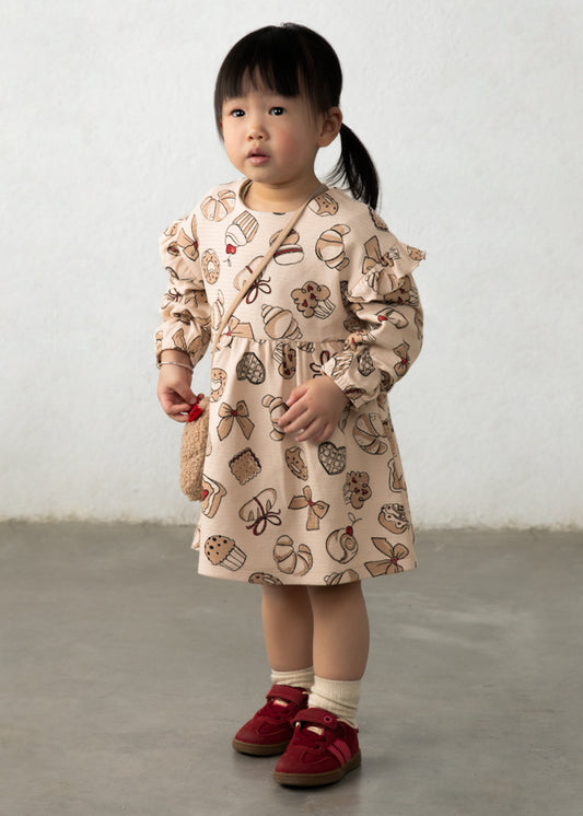 Infant Girl Patterned Dress w/Bag