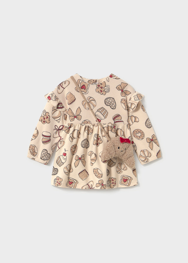 Infant Girl Patterned Dress w/Bag