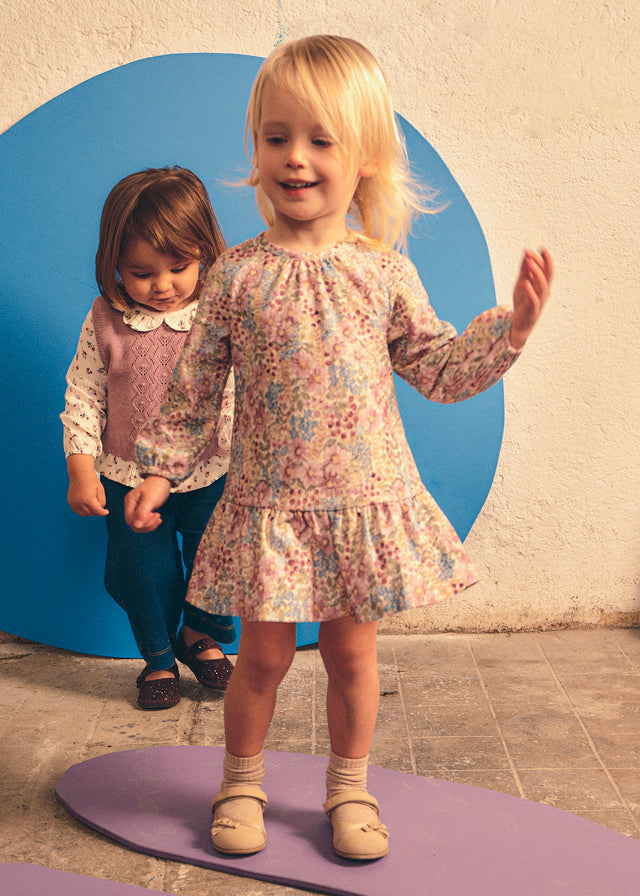 Infant Girl Mauve Printed Dress