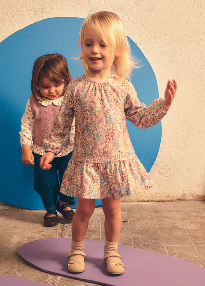 Infant Girl Mauve Printed Dress