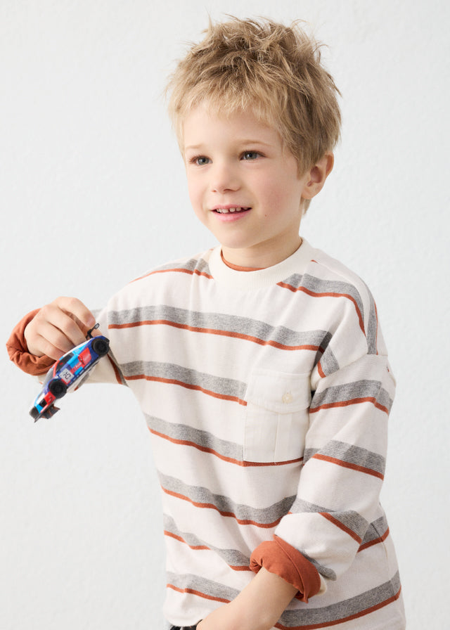 Boys L/s Striped Cream Shirt