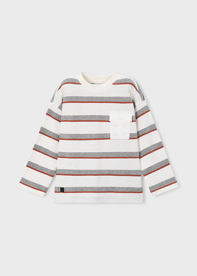 Boys L/s Striped Cream Shirt