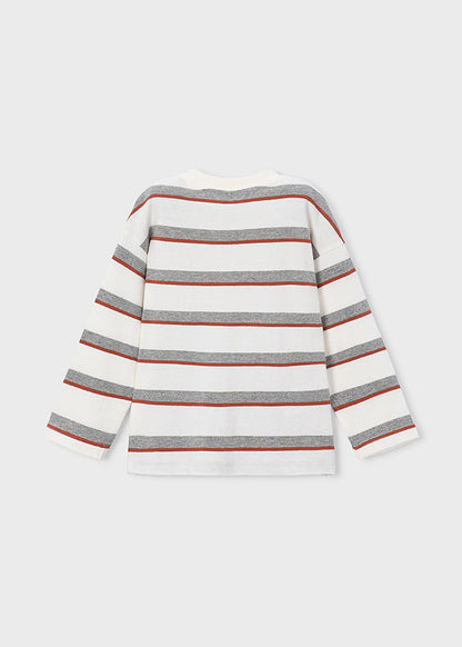 Boys L/s Striped Cream Shirt