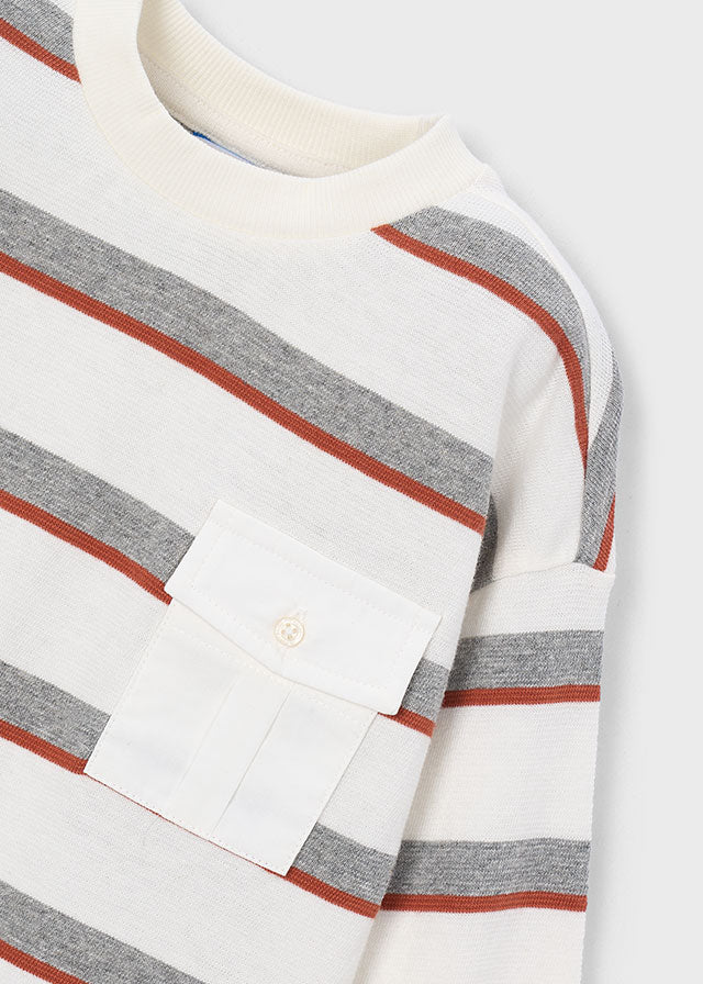 Boys L/s Striped Cream Shirt