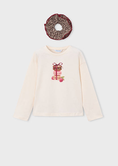 Girls Leopard Long Sleeve w/Scrunchy