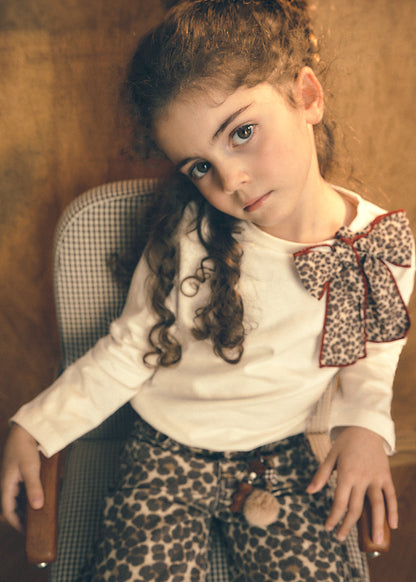 Girls Chestnut Bow L/s Top