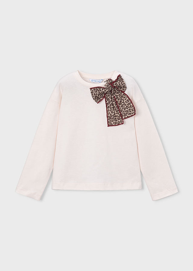 Girls Chestnut Bow L/s Top