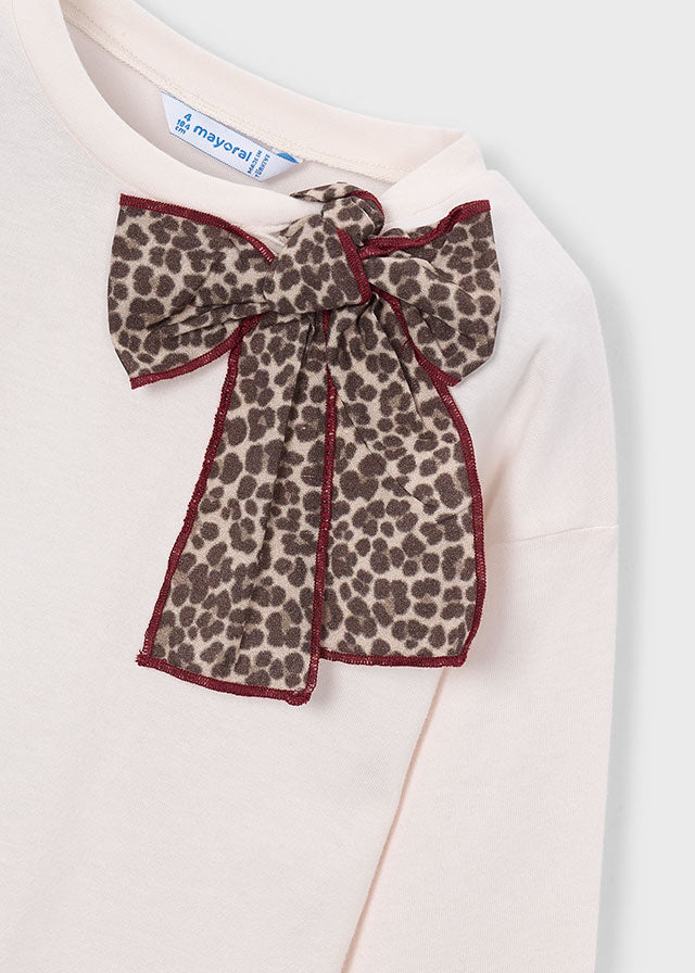 Girls Chestnut Bow L/s Top