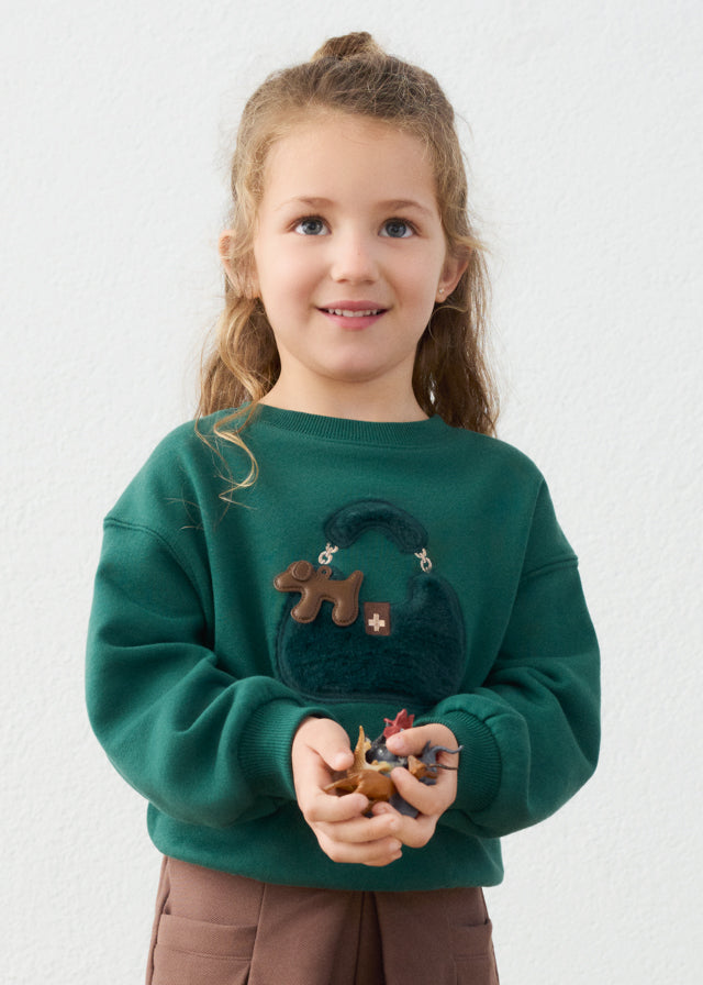 Girl Green Puppy Sweatshirt