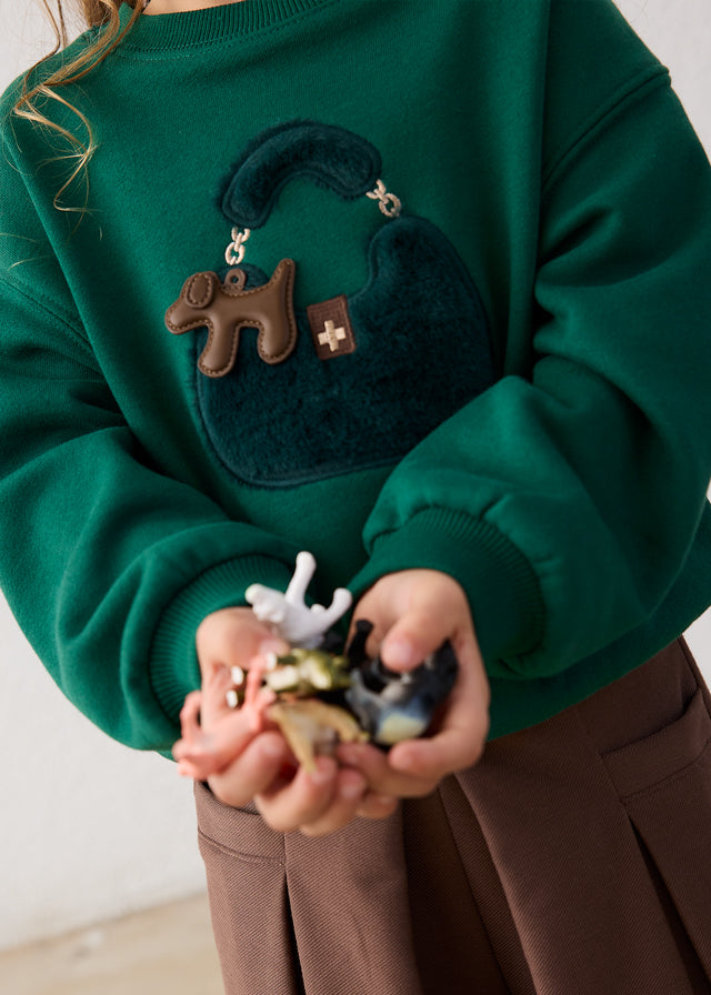 Girl Green Puppy Sweatshirt