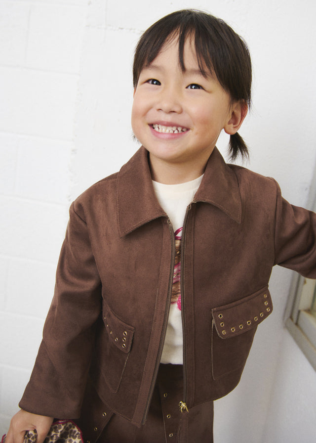 Girls Cocoa Suede Jacket