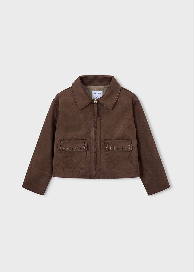 Girls Cocoa Suede Jacket