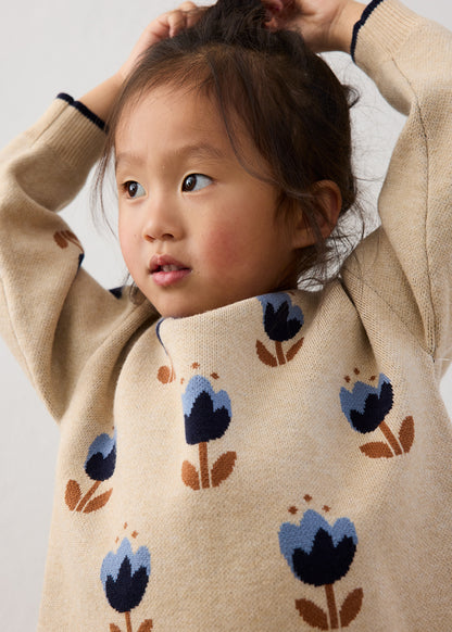 Girls Navy Knit Trouser Set