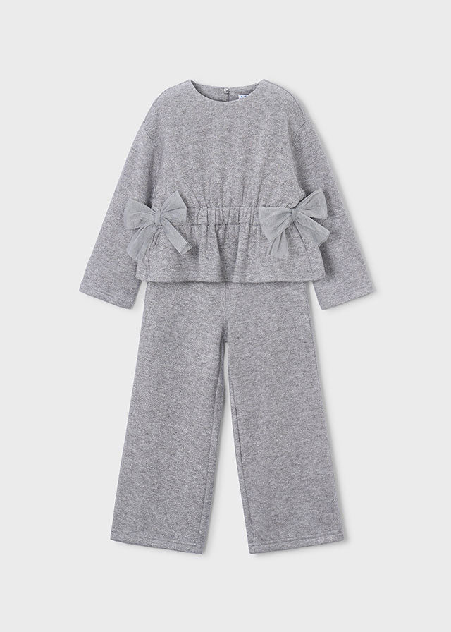 Girl Silver Knit Pant Set