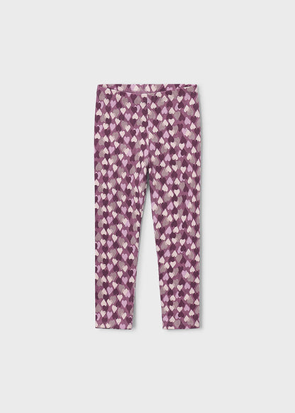 Girls Violet Knit Printed Leggings