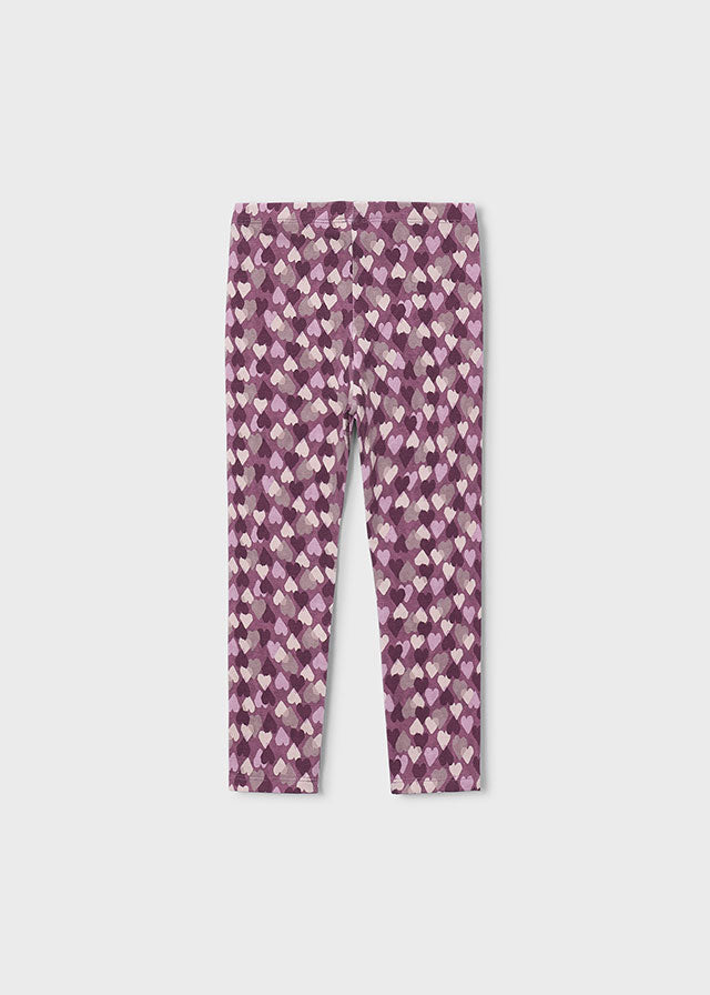 Girls Violet Knit Printed Leggings
