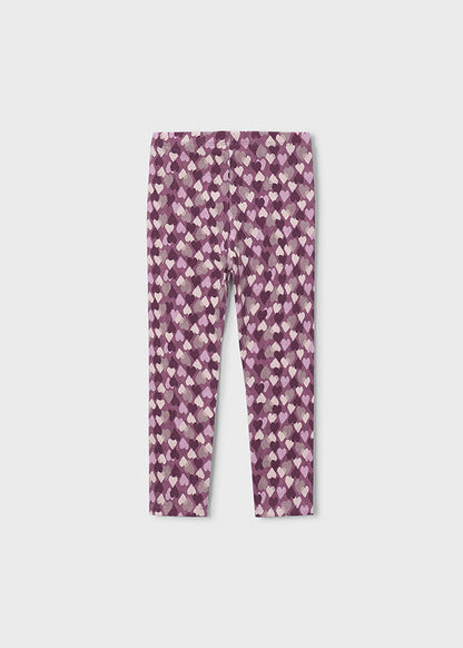 Girls Violet Knit Printed Leggings