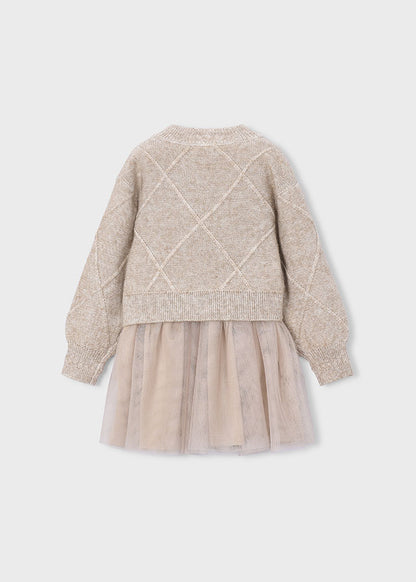 Girls Beige Knit Dress