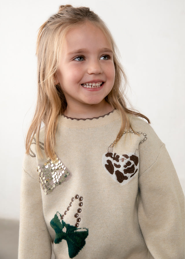Girls Coffee Tricot Skirt Set