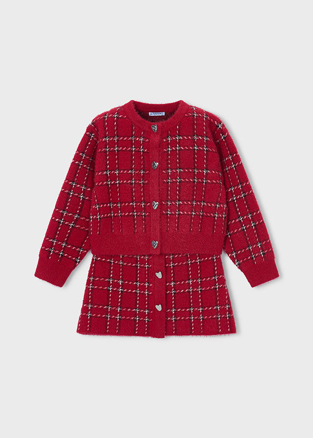 Girls Classic Plaid Tricot Skirt Set